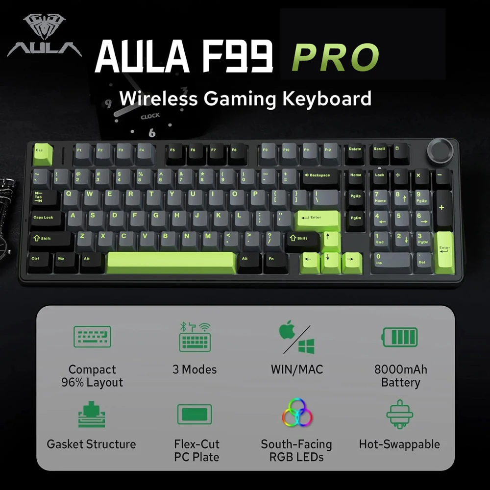 Gaming Keyboard Mechanical Wireless - AULA F99PRO Gaming Mechanical Keyboard 99