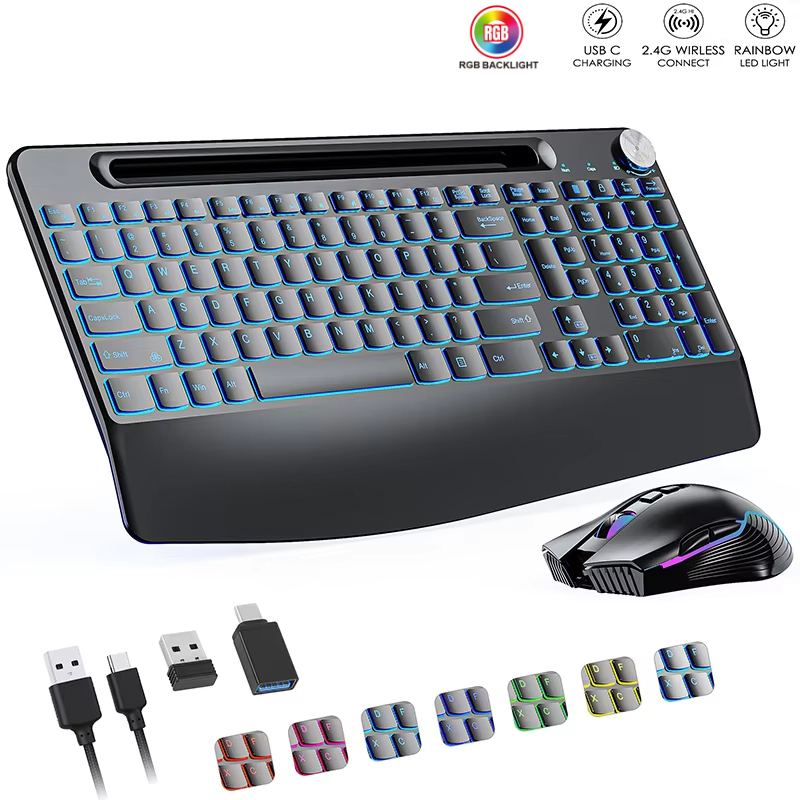 Gaming Keyboard Wireless - 2.4G&Type-C Wireless Keyboard Mouse Combo with