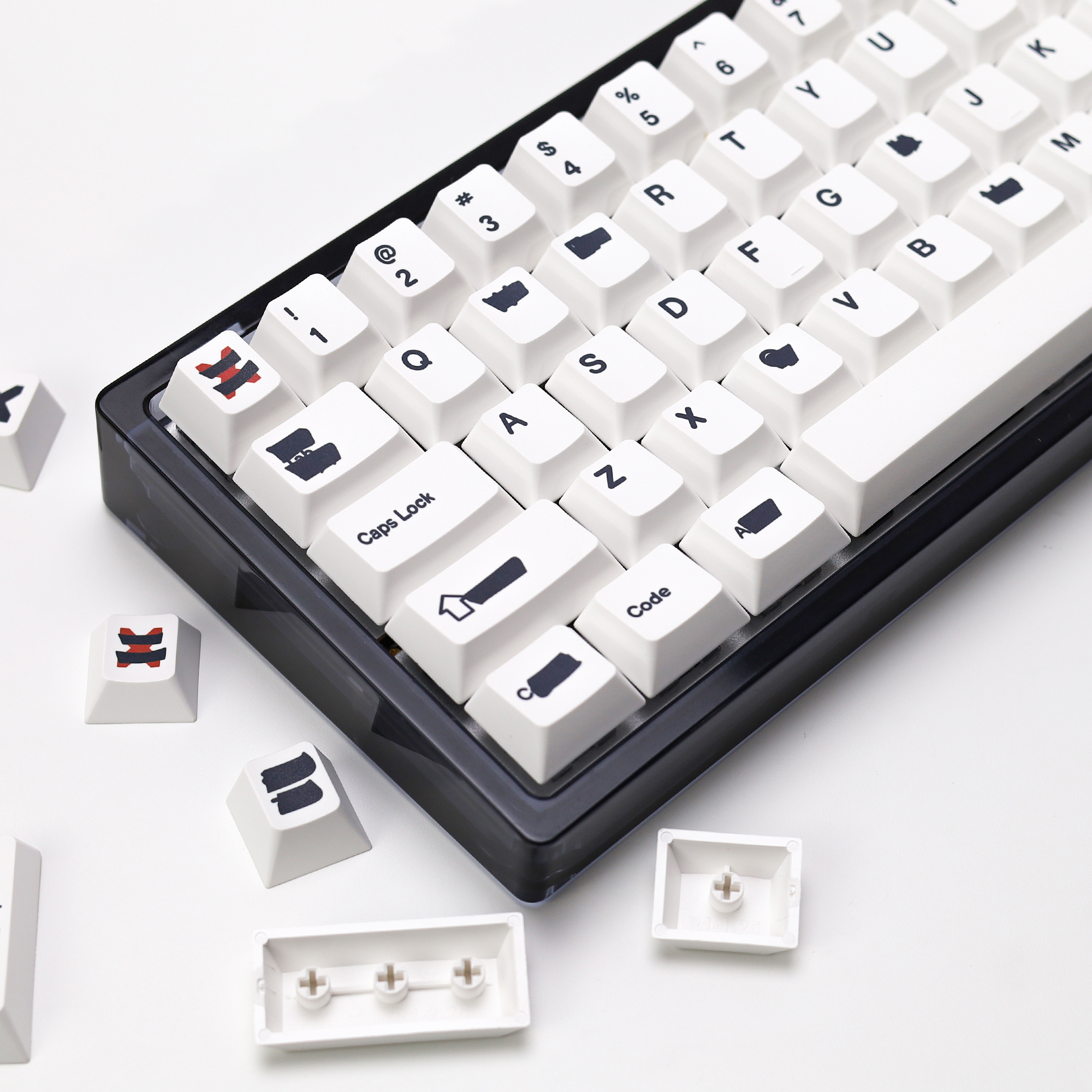 Gaming Keyboard Mini Mechanical - KBDiy Retro GMK Redacted Keycaps White