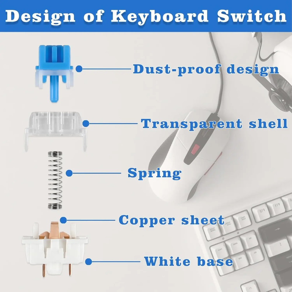 1-150Pcs 3 Pin DIY Mechanical  - Gaming Keyboard Blue Switches avaliação e preço