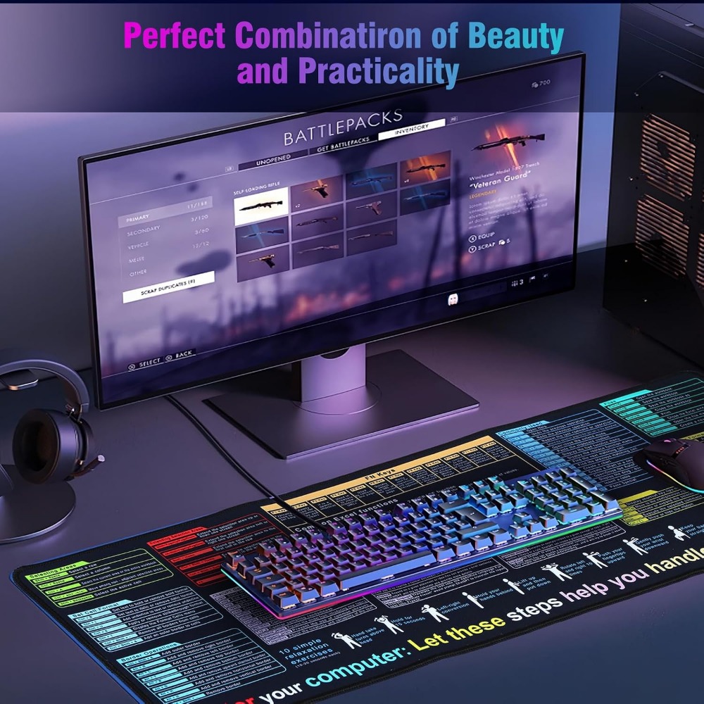 XL Excel Formulas and Shortcut - Gaming Keyboard And Mouse Pad avaliação e preço