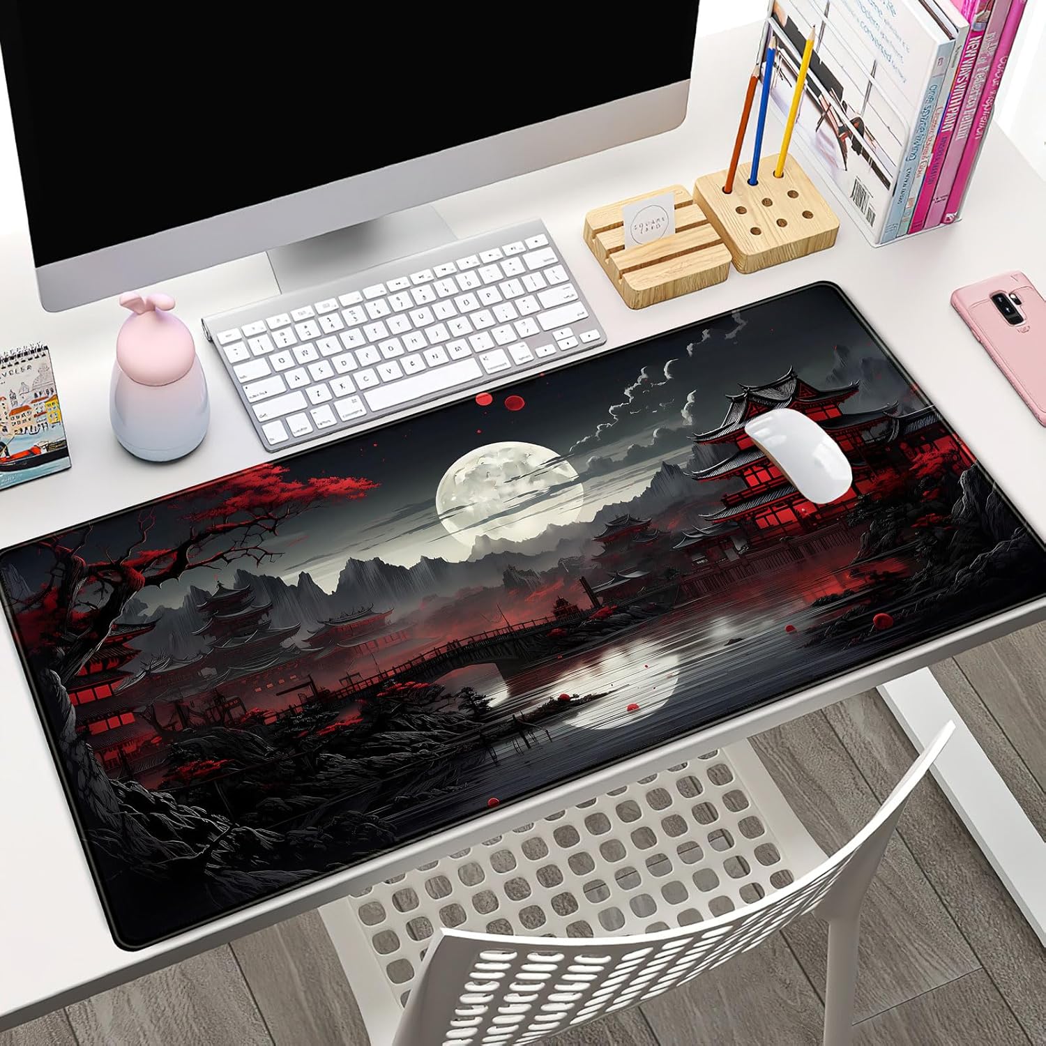 Japanese Desk Mat Riverside Fu - Gaming Keyboard And Mouse Pad avaliação e preço