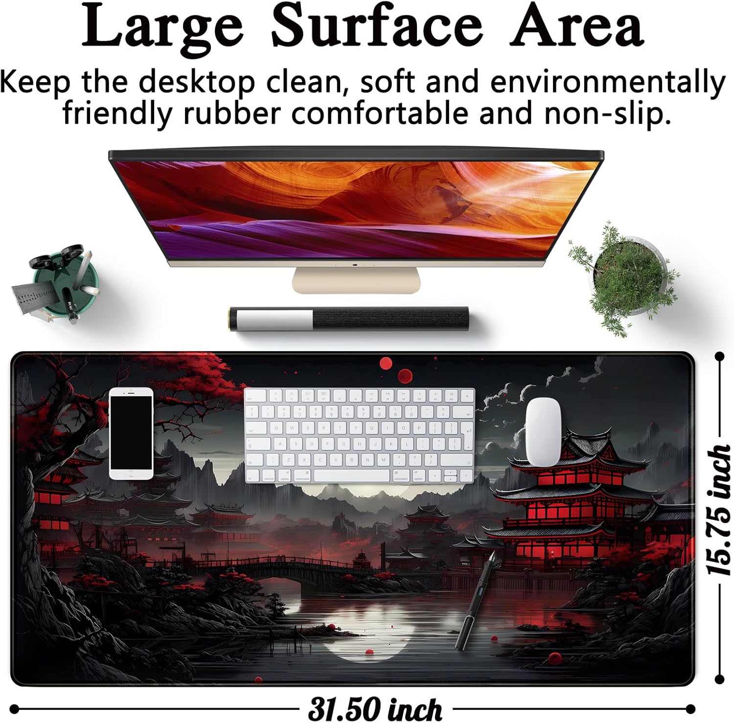 Japanese Desk Mat Riverside Fu - Gaming Keyboard And Mouse Pad avaliação e preço