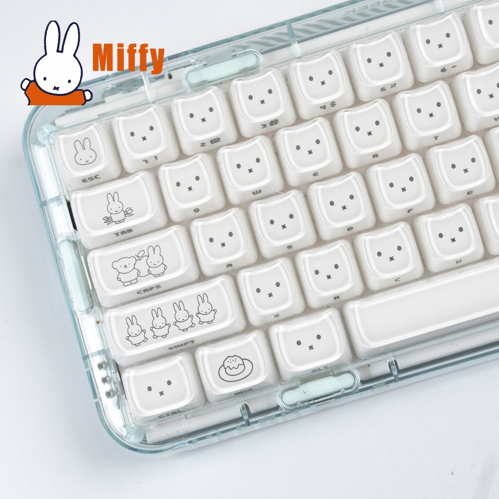 Kawaii Miffy Keycaps Cute Rabb - Gaming Keyboard Mechanical avaliação e preço