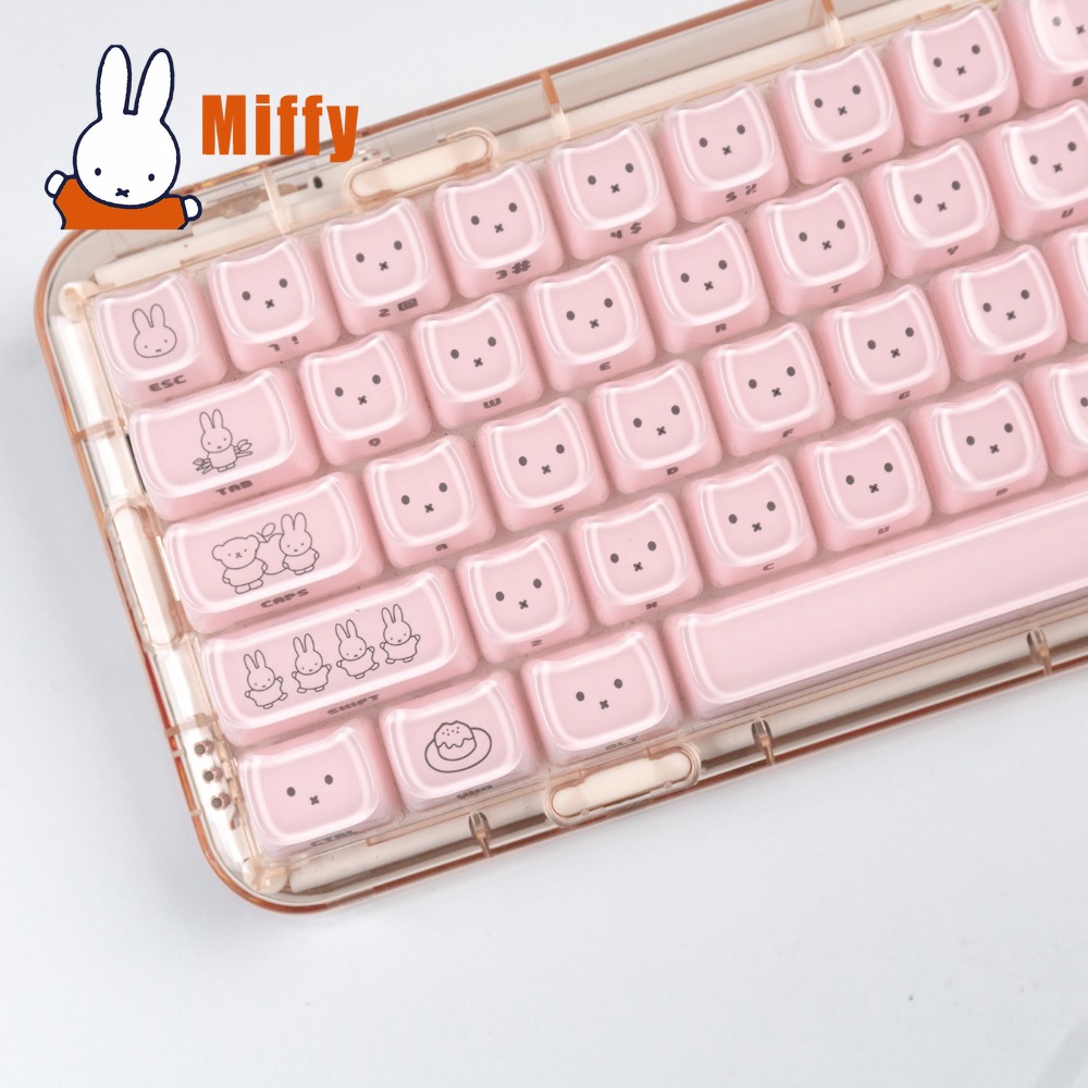 Kawaii Miffy Keycaps Cute Rabb - Gaming Keyboard Mechanical avaliação e preço