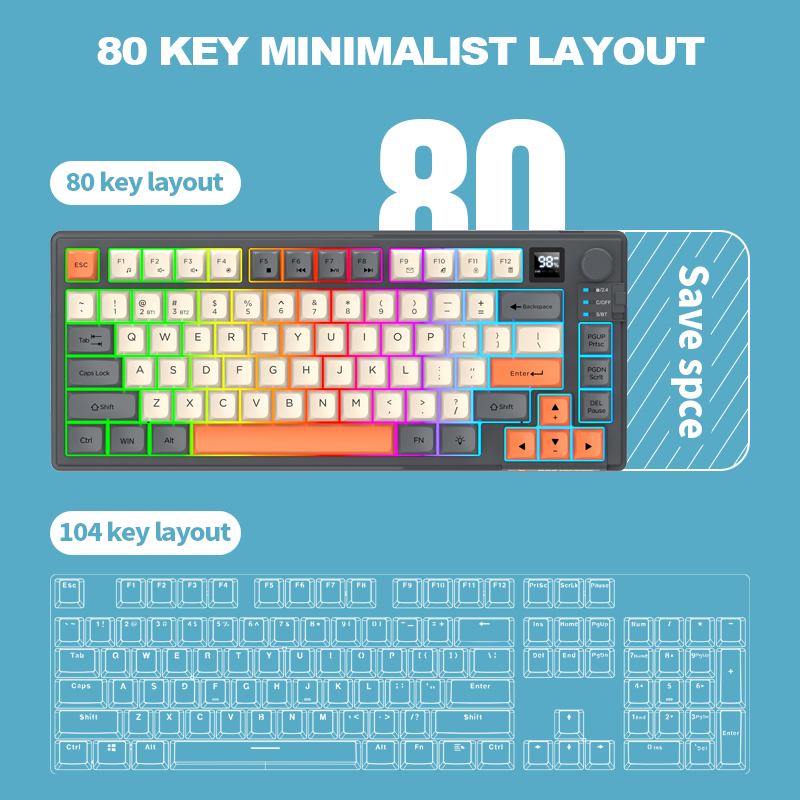 Dual-Mode 80 Keys Wireless Gam - Gaming Keyboard Wireless avaliação e preço