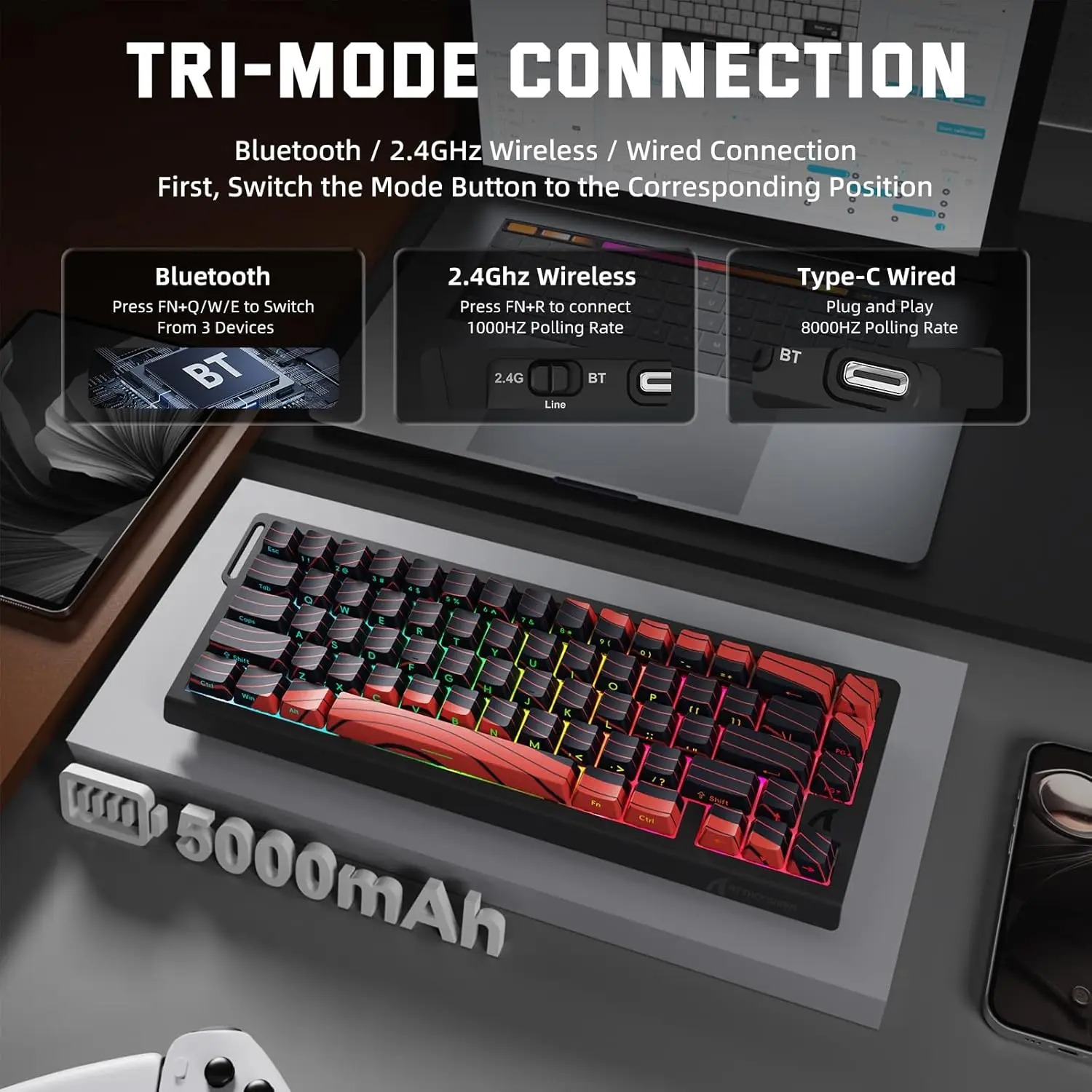 ATTACK SHARK X68 PRO HE Wirele - Gaming Keyboard Mechanical Wireless avaliação e preço