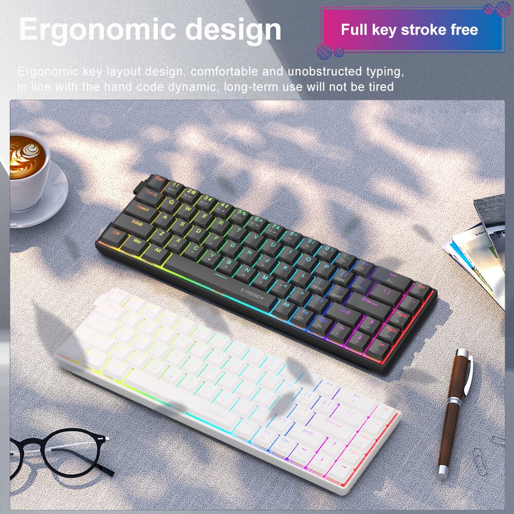 E-YOOSO A68 RGB Mini Slim USB  - Gaming Keyboard Mini Mechanical avaliação e preço