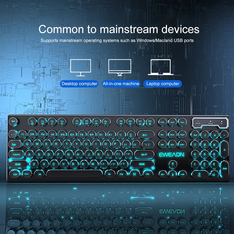 Retro Punk Mechanical Feel Key - Gaming Keyboard Wireless avaliação e preço
