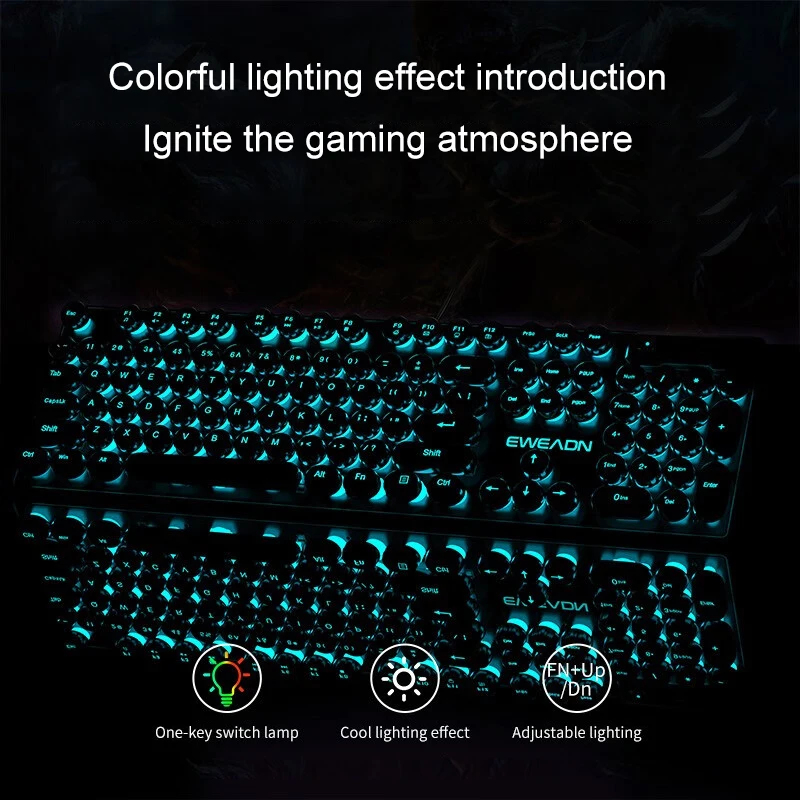 Retro Punk Mechanical Feel Key - Gaming Keyboard Wireless avaliação e preço