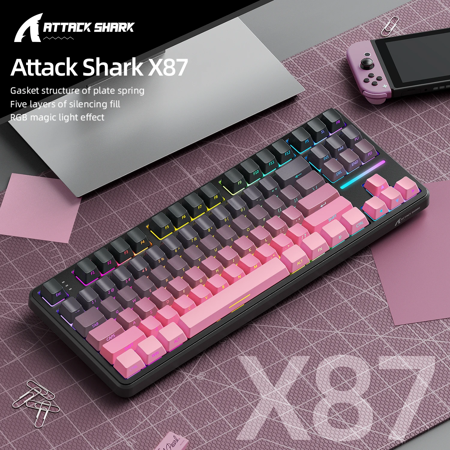 Attack Shark X87 Macro Drive G - Gaming Keyboard Mechanical avaliação e preço