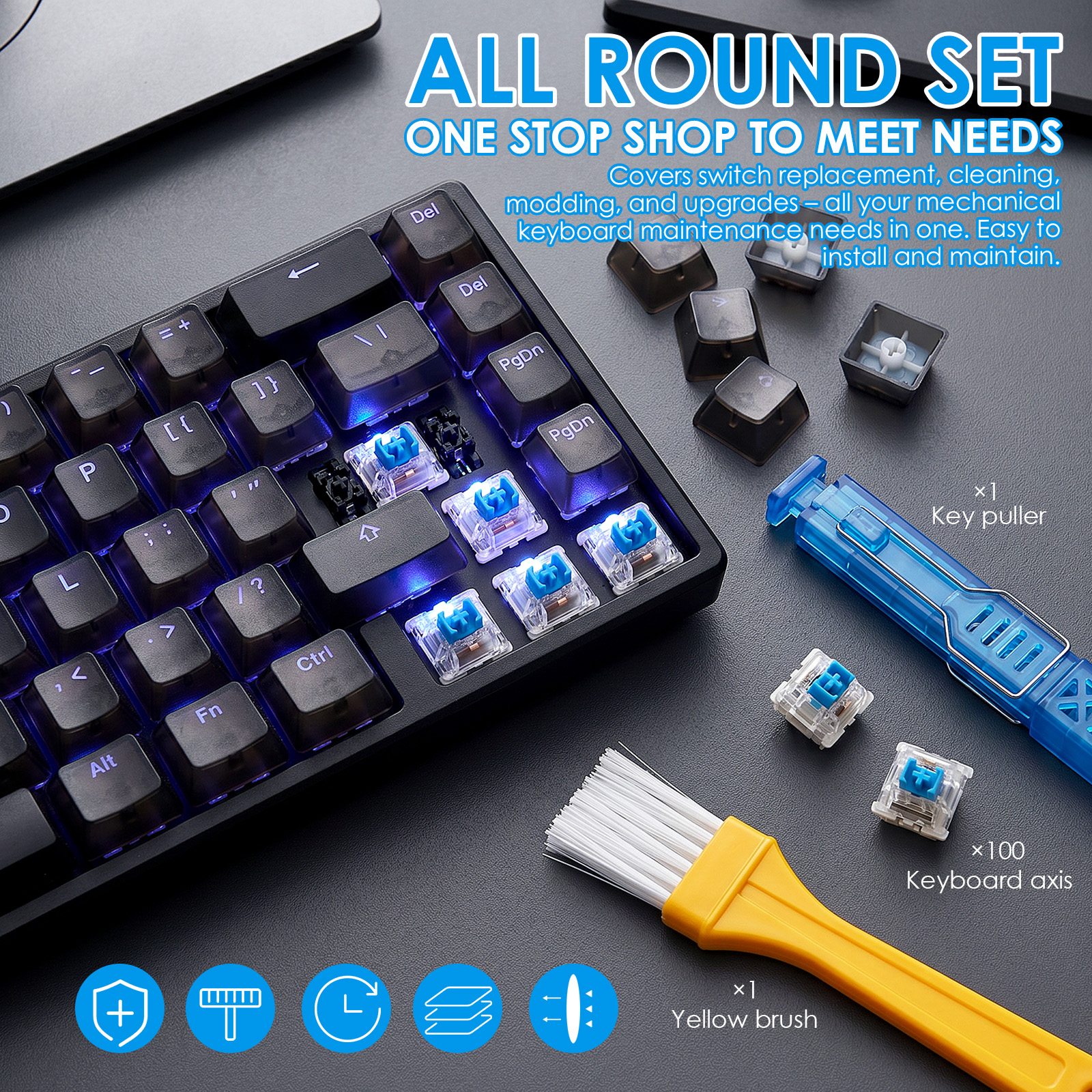 100Pack Clear RGB Backlight Me - Gaming Keyboard Blue Switches avaliação e preço