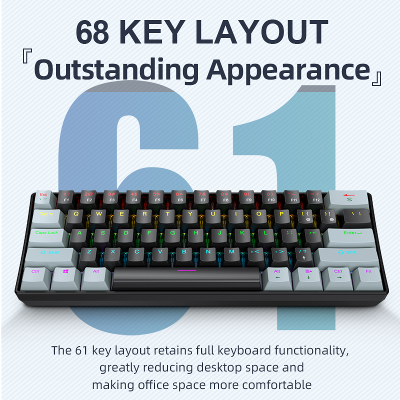 APAYADO K61 Mini Gaming Keyboa - Gaming Keyboard Blue Switches avaliação e preço