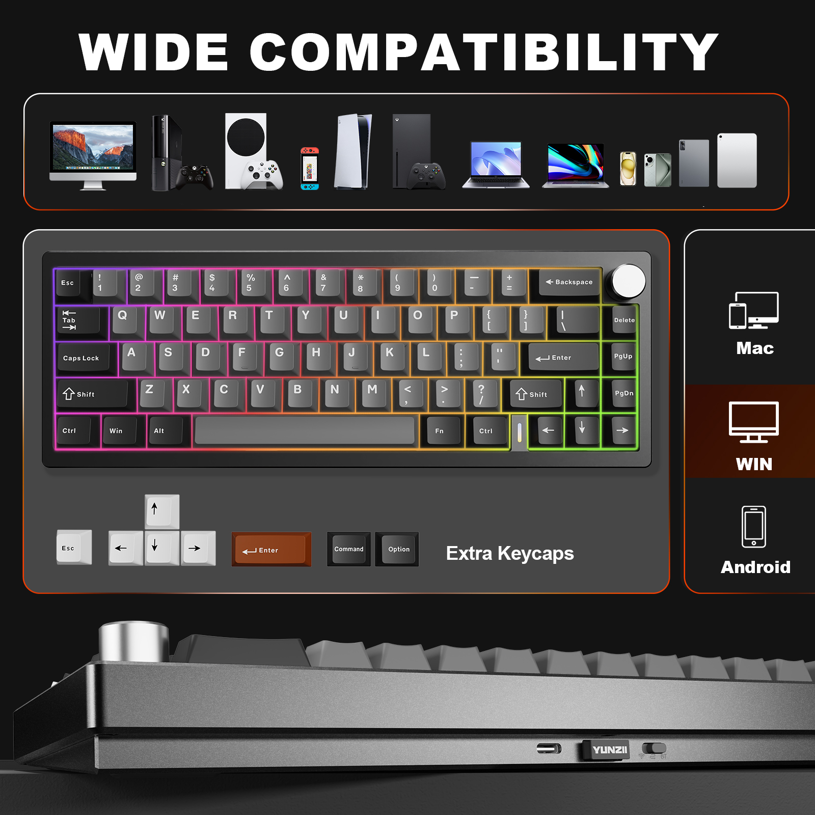 YUNZII AL68 Black QMK/VIA Mech - Gaming Keyboard Mechanical Wireless avaliação e preço