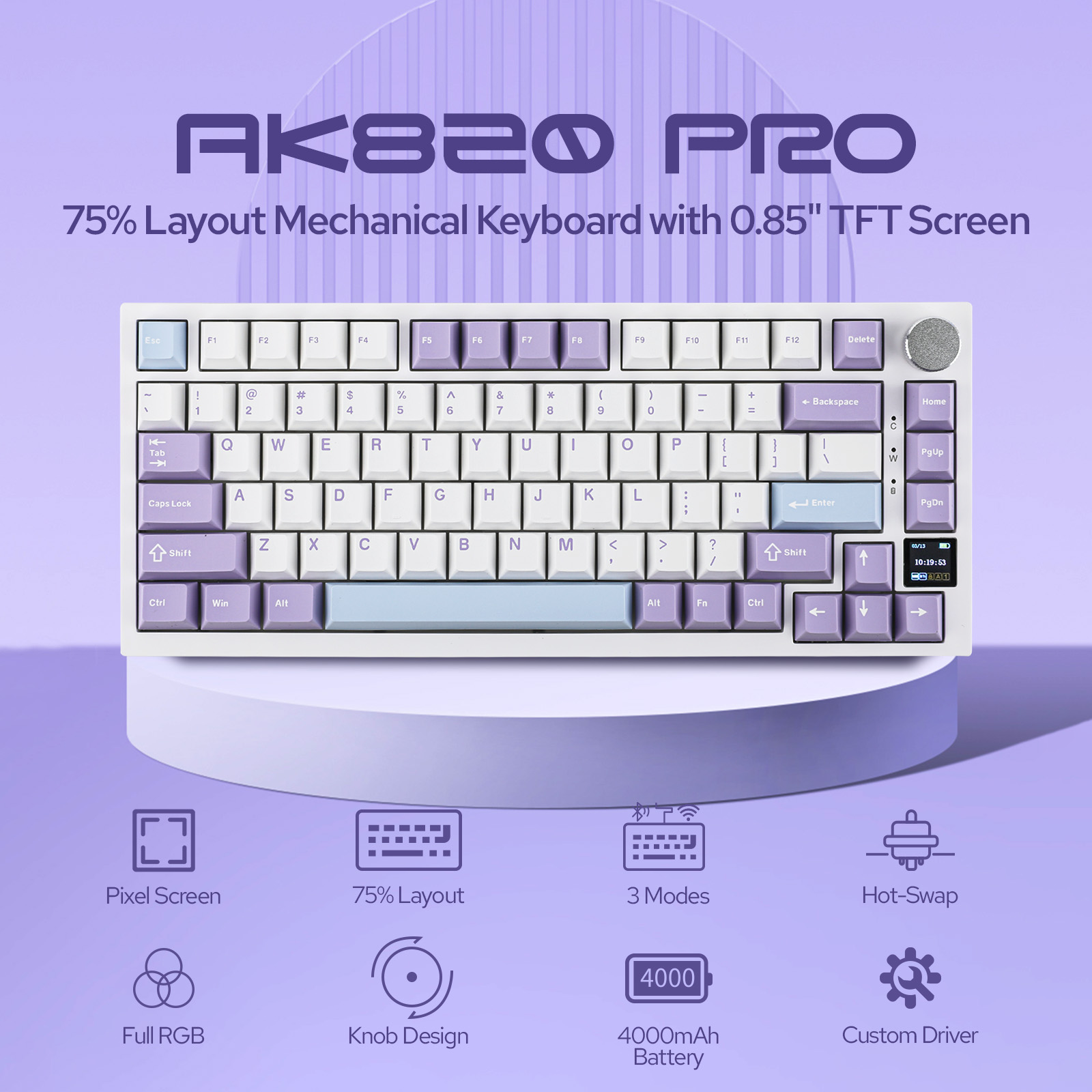 Ajazz AK820 Pro 75% Gasket-mou - Gaming Keyboard Mechanical Wireless avaliação e preço