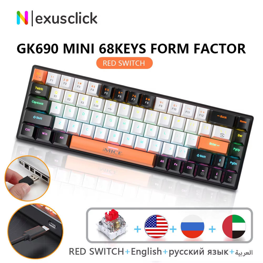 68Key 65% Mechanical Keyboard  - Gaming Keyboard Bundle avaliação e preço