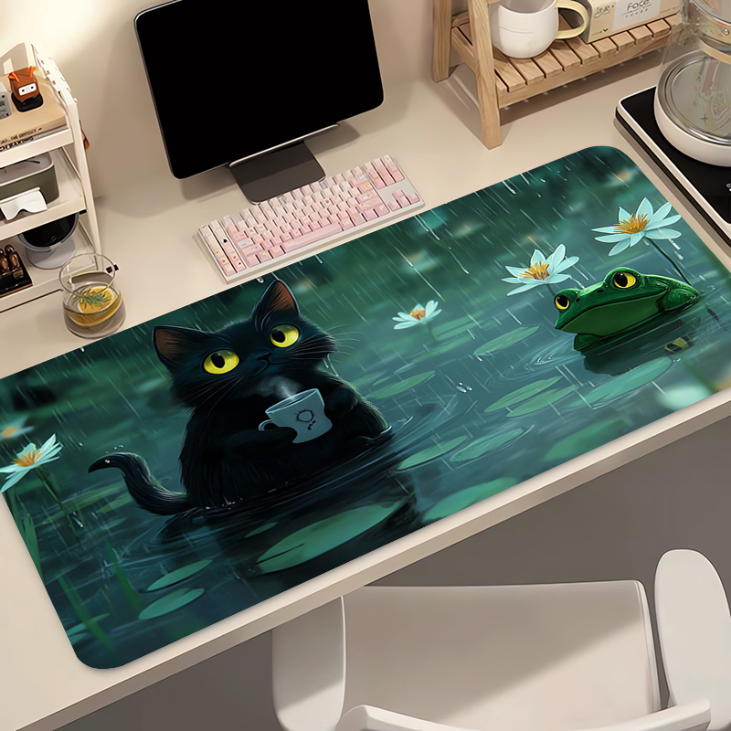 Kawaii Black Cat Silicone Soft - Gaming Keyboard And Mouse Pad avaliação e preço