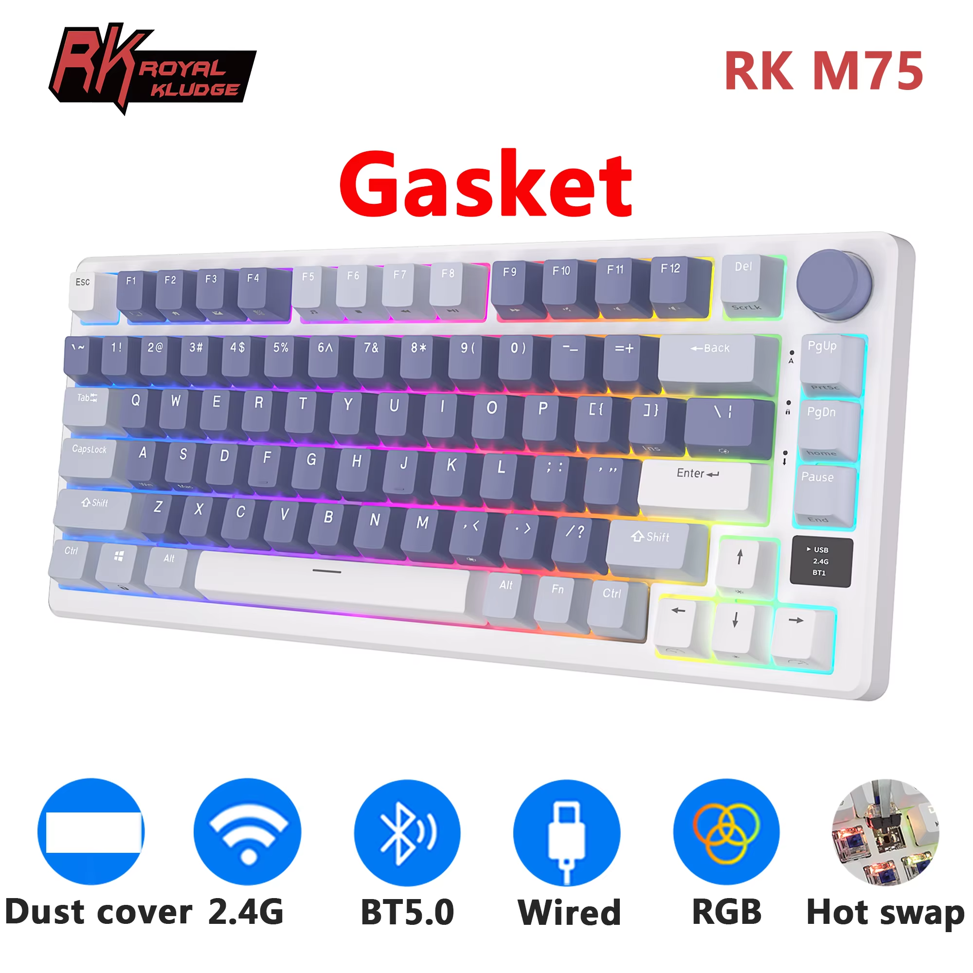 RK ROYAL KLUDGE M75 2.4G Wirel - Gaming Keyboard Mechanical Wireless avaliação e preço
