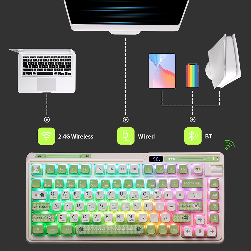 KZZI K75PRO Wireless Bluetooth - Gaming Keyboard Mechanical Wireless avaliação e preço
